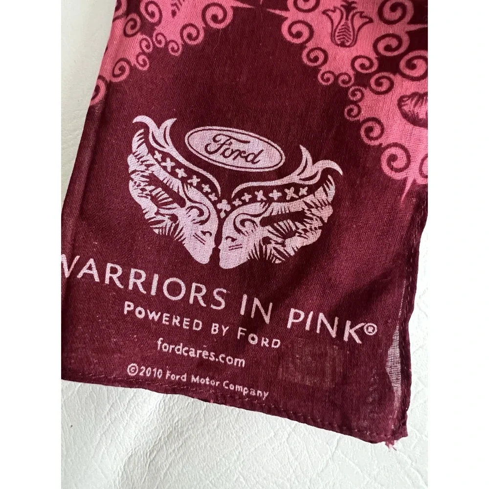 Warriors in Pink Scarf Breast Cancer Awareness Burgundy 2010 Ford Retro